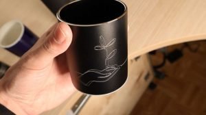 Sculpfun Rotary Roller Attachment Engraving on black glass cup