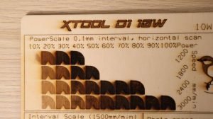 xtool D1 plywood engraving powerscale test