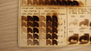 Comgrow Comgo Z1 plywood engraving interval scale test pattern