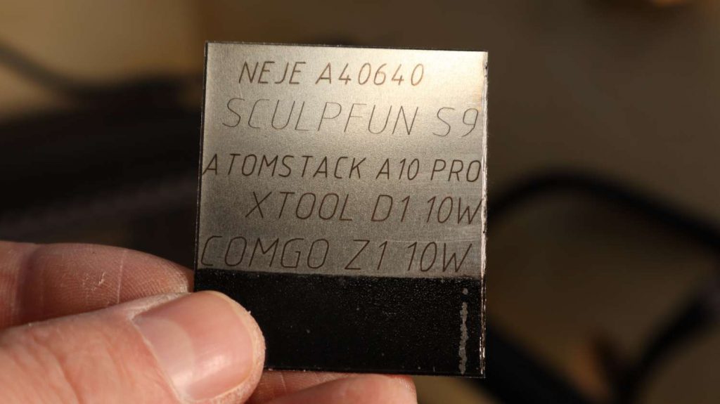 Comgrow Comgo Z1 engraving stainless steel vs Sculpfun, Atomstack, Neje and xTool D1
