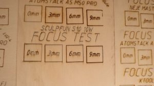 Sculpfun S10 focus distance test