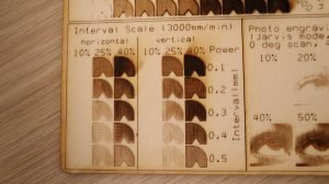 xTool D1 Pro 20W plywood engraving test - interval scale
