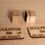Sculpfun S9 laser engraver cutting results of thick Paluownia with and without air assist.