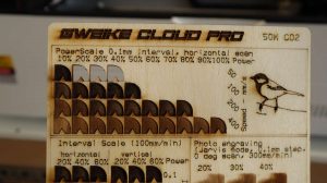 Gweike Cloud Pro plywood engraving power scale test