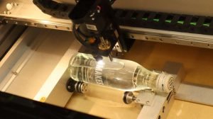 Gweike Cloud Pro engraving transparent glass flask with rotary attachment