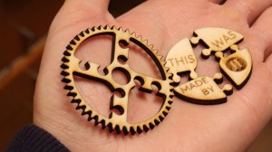 Wooden gear engraved and cut with the xTool F1 laser engraver